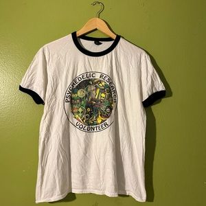70s Style Psychedelic Research Volunteer Graphic Ringer Tee Sz Lg